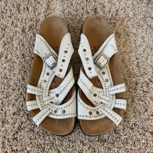 Birkenstock Betula Lambada Strappy Studded White Comfort Sandals Size 7 38